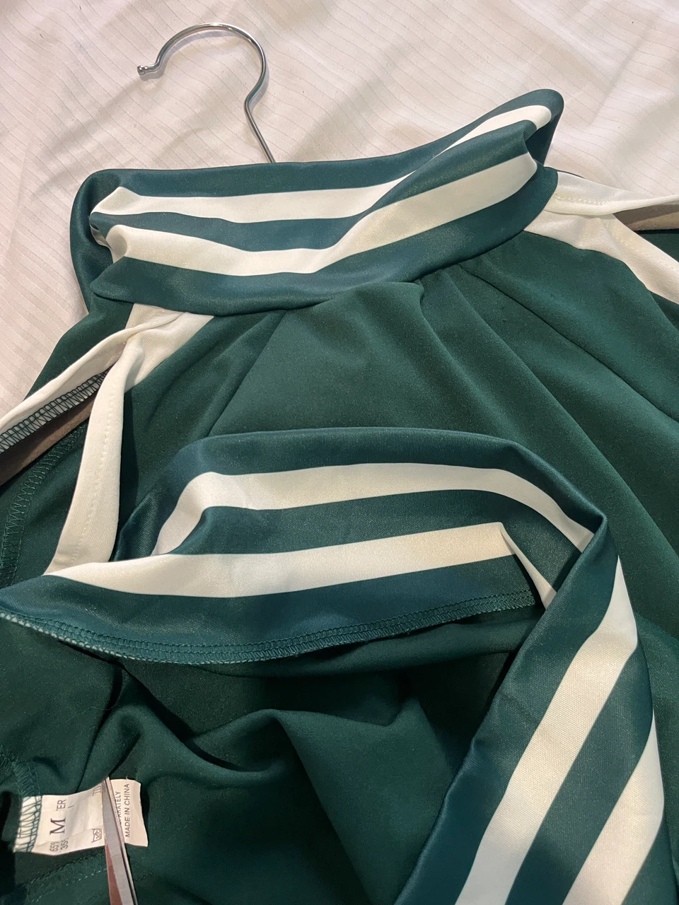 Green and White Striped Track Jacket - photo 3