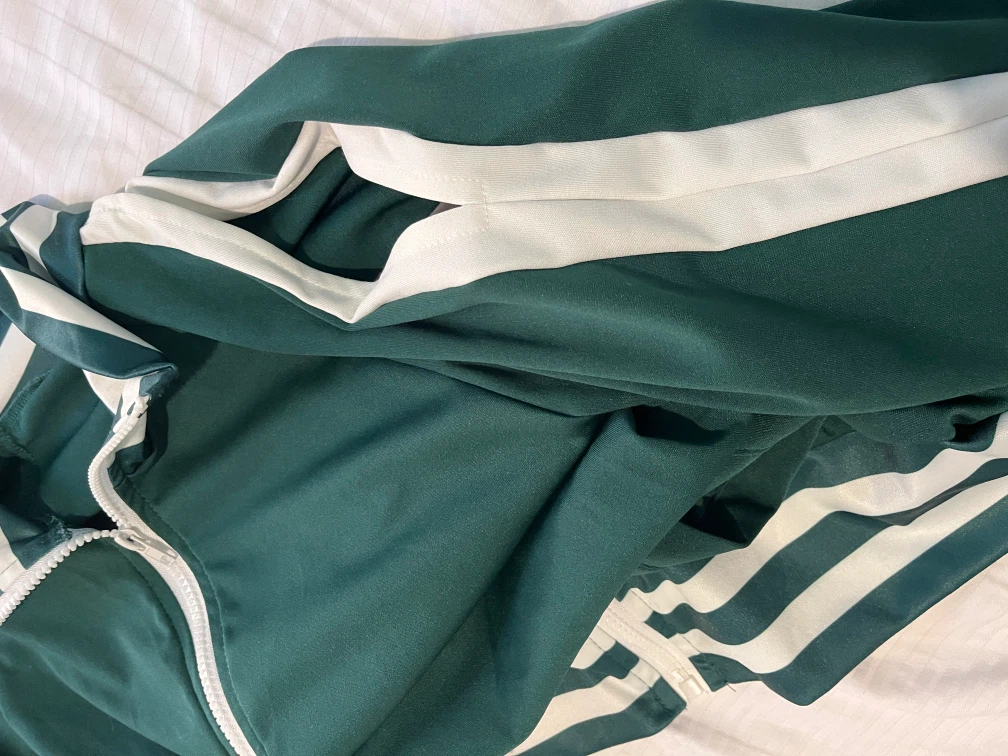 Green and White Striped Track Jacket - photo 4