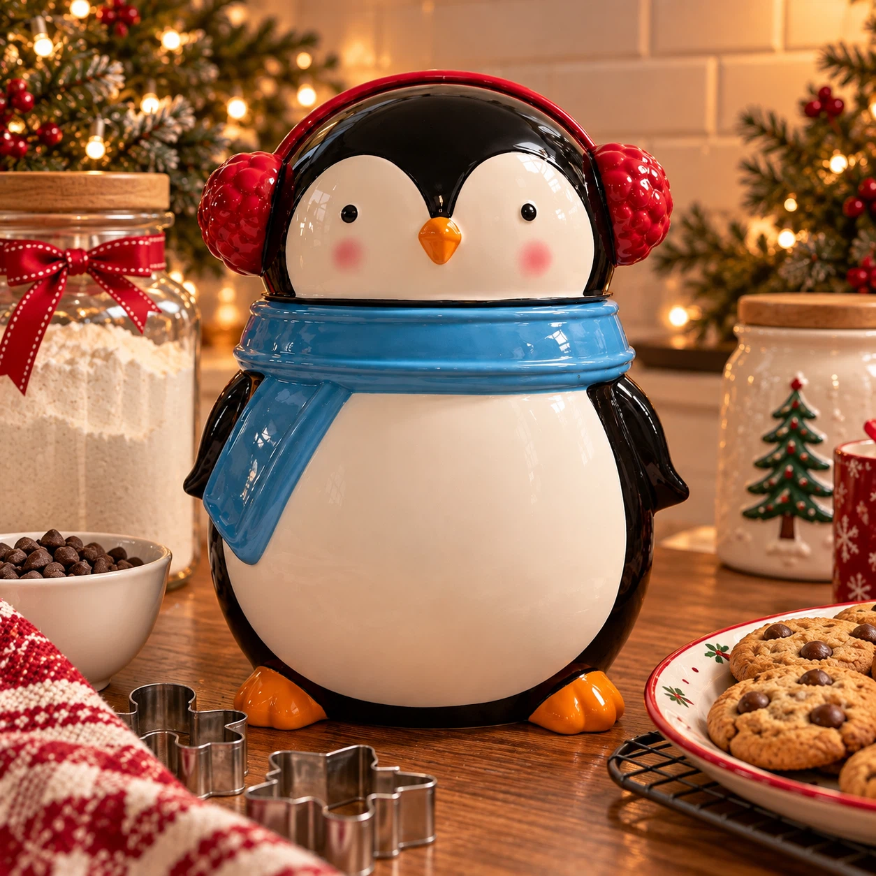 Ceramic Penguin Cookie Jar
