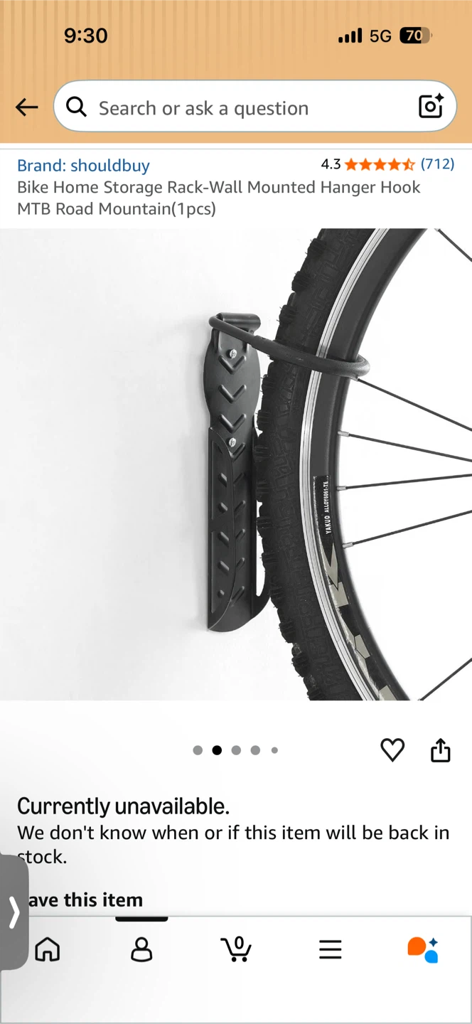 shouldbuy Wall Mounted Bike Hanger Hook - photo 3