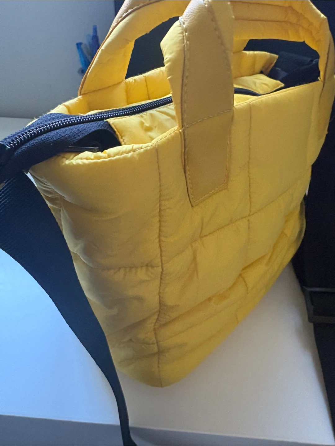 Yellow Quilted Tote Bag