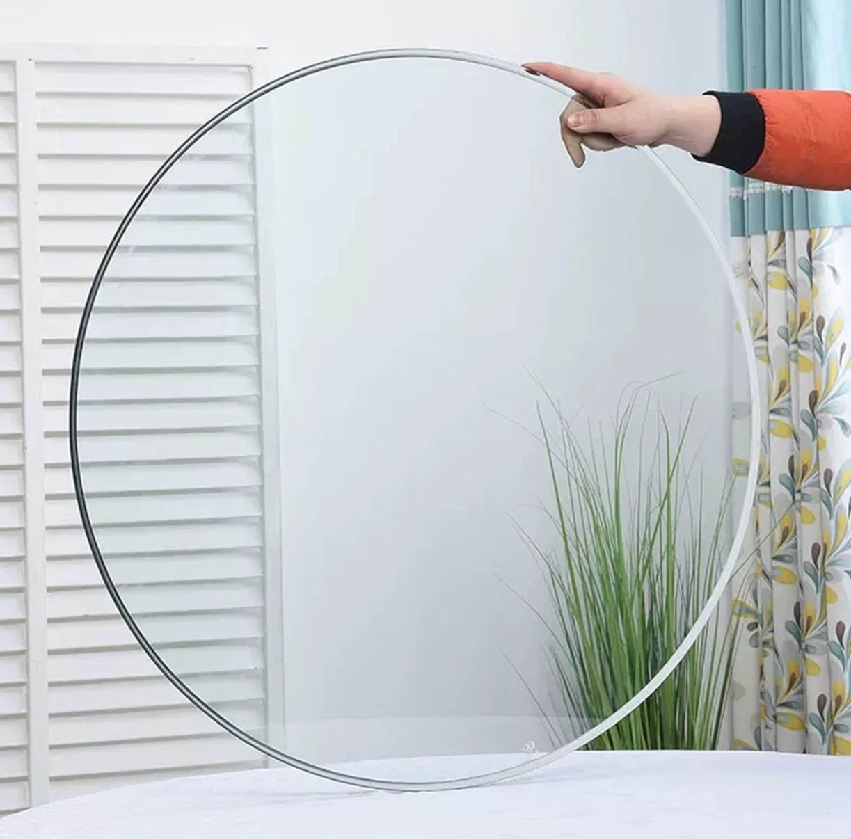 JUFU 48 Inch Round Tempered Glass Table Top