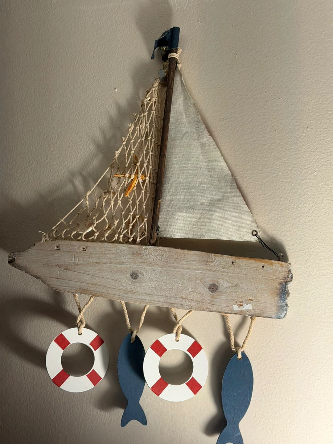 Set of 2 Nautical Wooden Sailboat Wall Hanging Decor (12” Tall) - photo 4