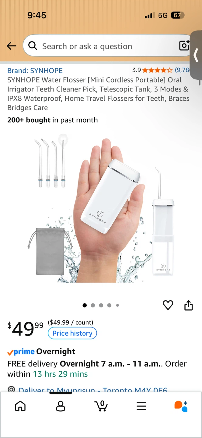 SYNHOPE Mini Cordless Portable Water Flosser