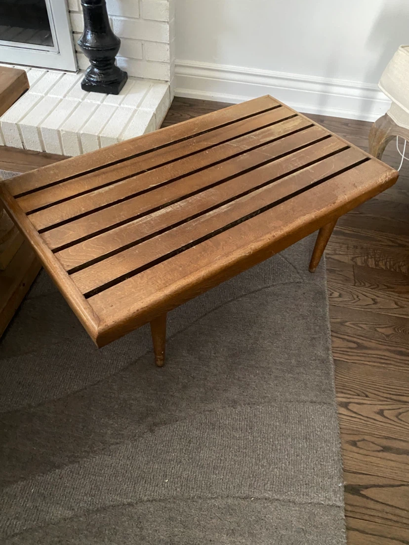 Vintage Mid-Century Slat Bench MCM