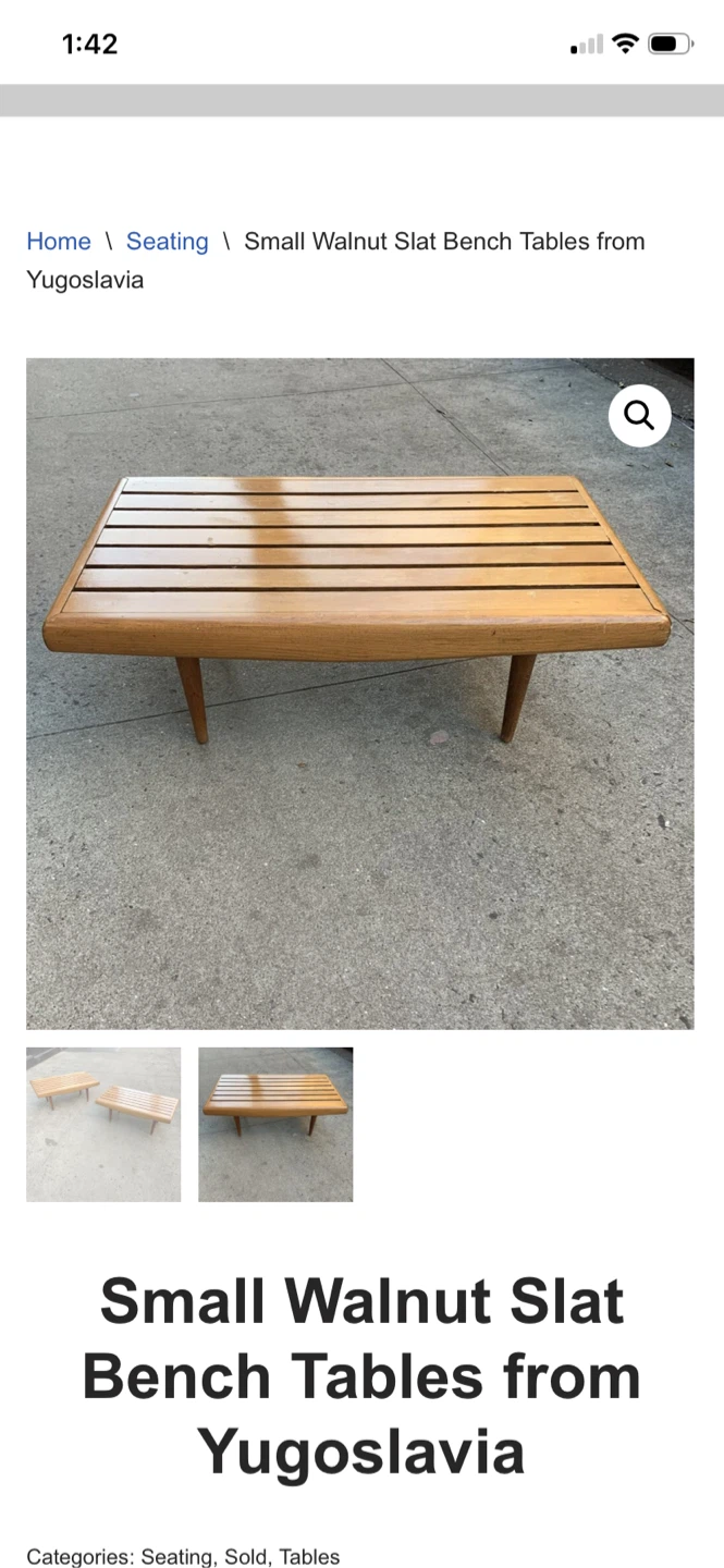 Vintage Mid-Century Slat Bench MCM - photo 4