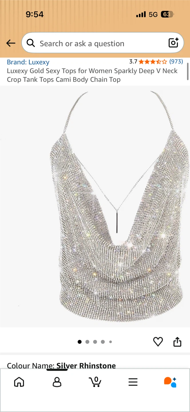 Sparkly Silver Rhinestone Cami Top