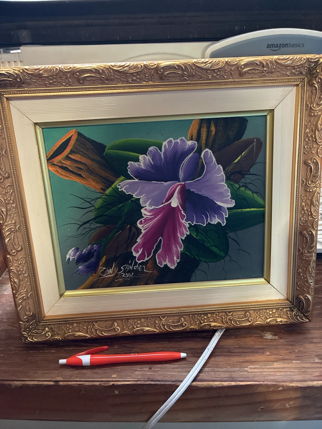 Tony Sanchez Signed Orchid Oil Painting