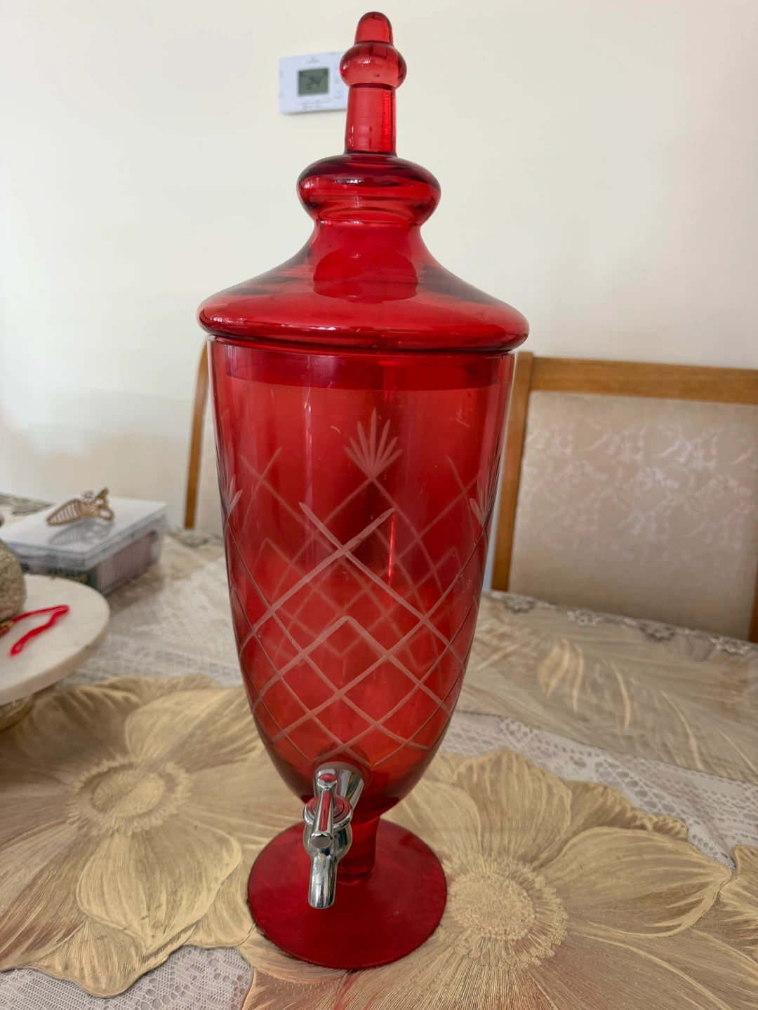 Red Glass Beverage Dispenser - photo 2