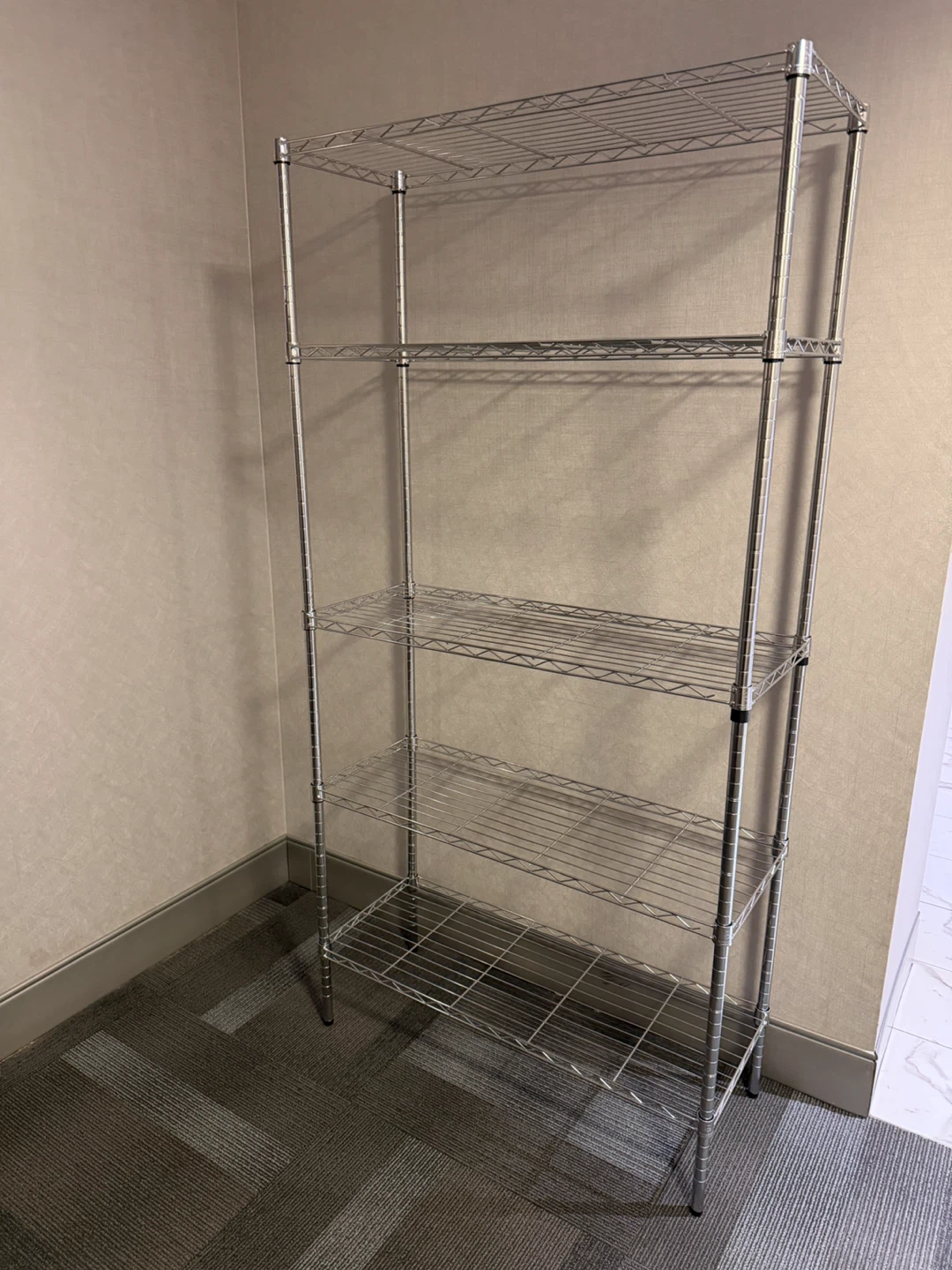 5-Tier Wire Shelving Unit – Chrome – Excellent Condition - photo 3