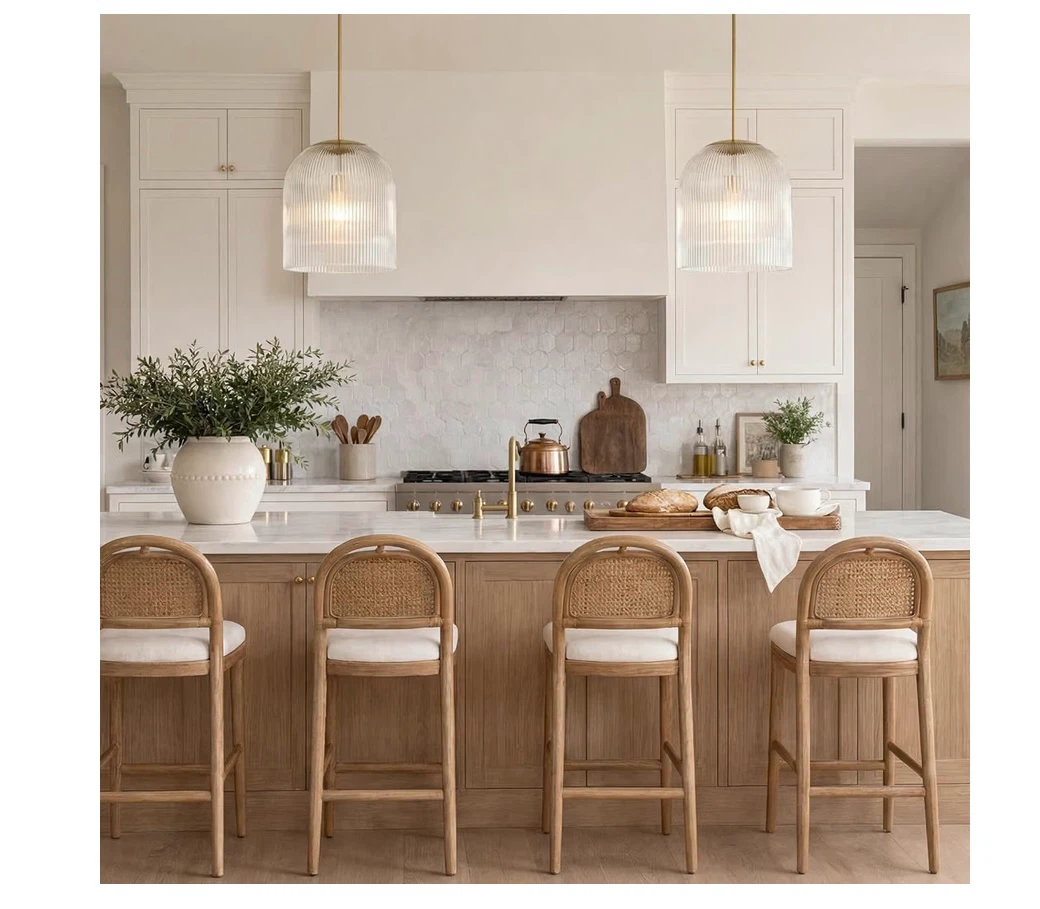13" Ribbed Glass Pendant Light - photo 5