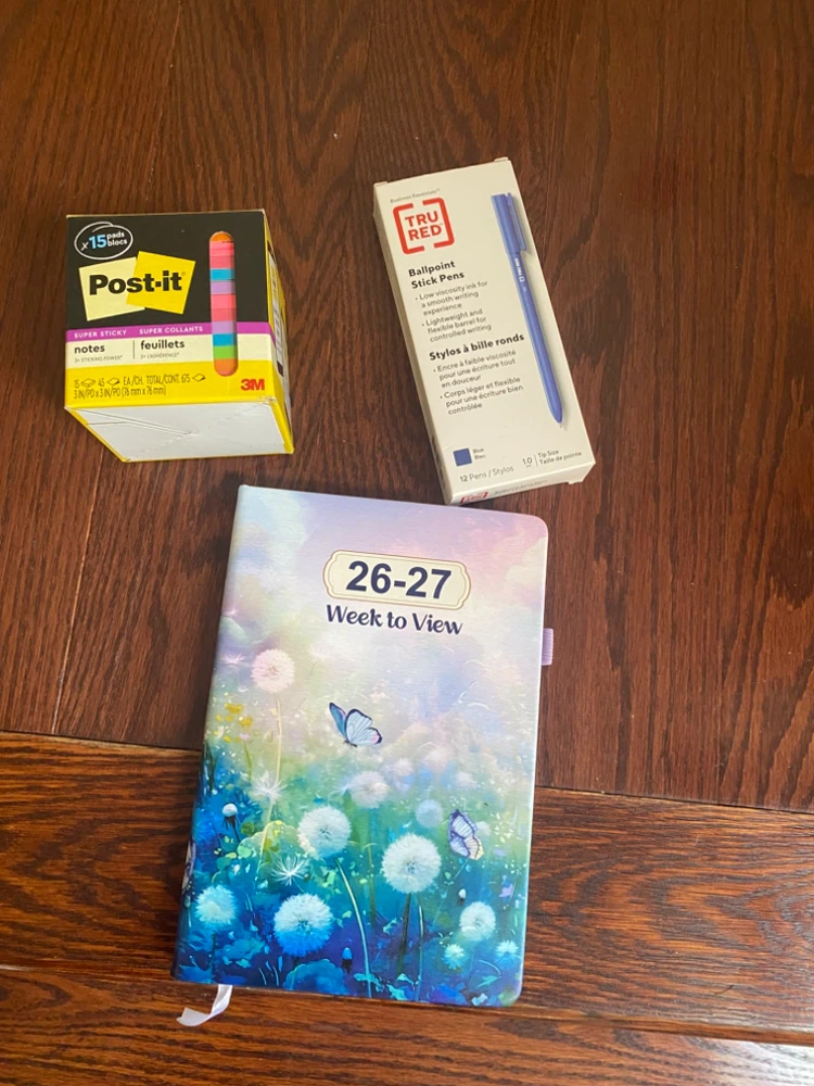 2026-2027 Planner, Post-it Notes, and Tru Red Pens