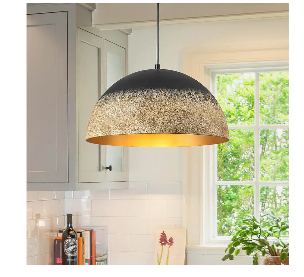 HUOKU Dome Pendant Light, 15.75" Farmhouse Rustic
