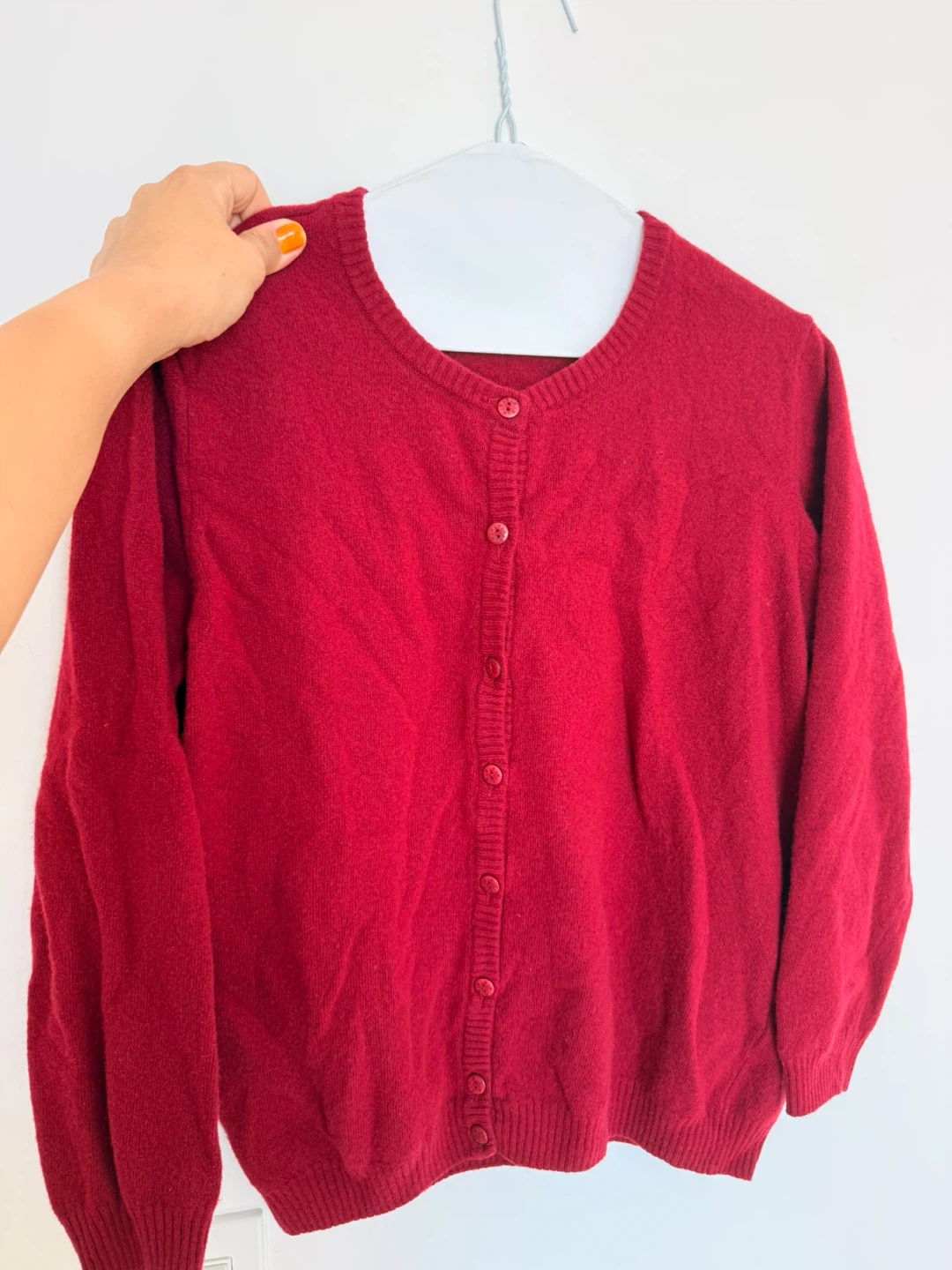 Red Button-Down Cardigan, pure wool!