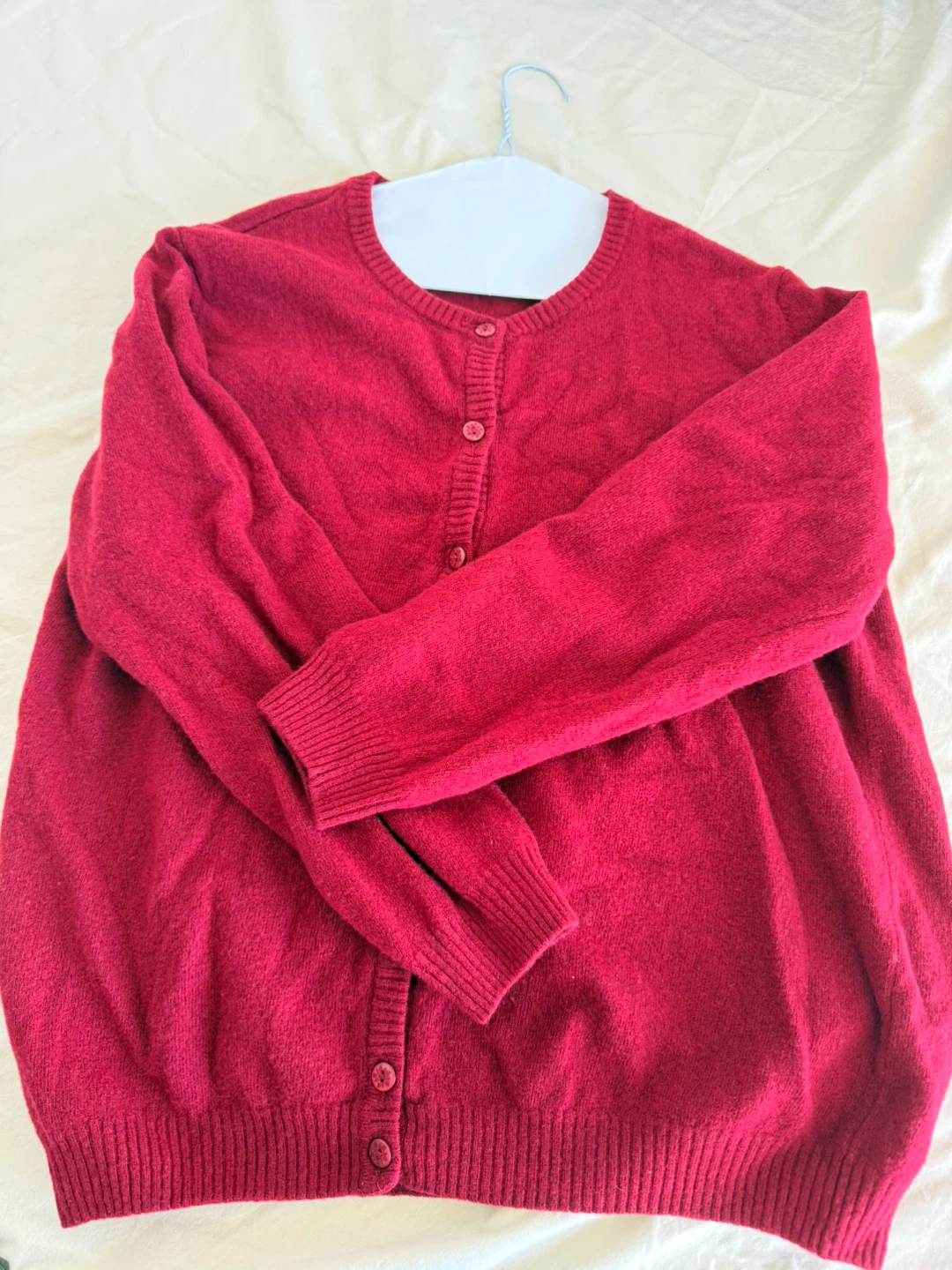 Red Button-Down Cardigan, pure wool! - photo 2