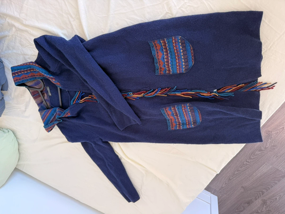 Pure wool, Blue Patterned Knit Cardigan - photo 2