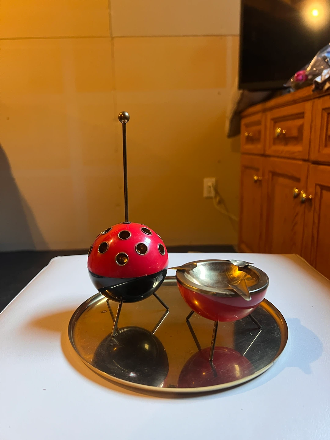 Mid-Century Atomic Style Ashtray Set