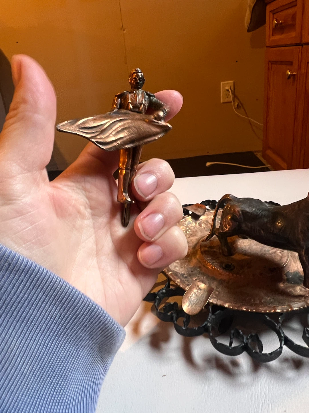 Vintage Bullfighter and Bull Copper Ashtray - photo 3