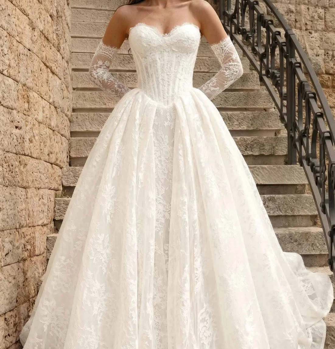 White Lace Corset Wedding Dress