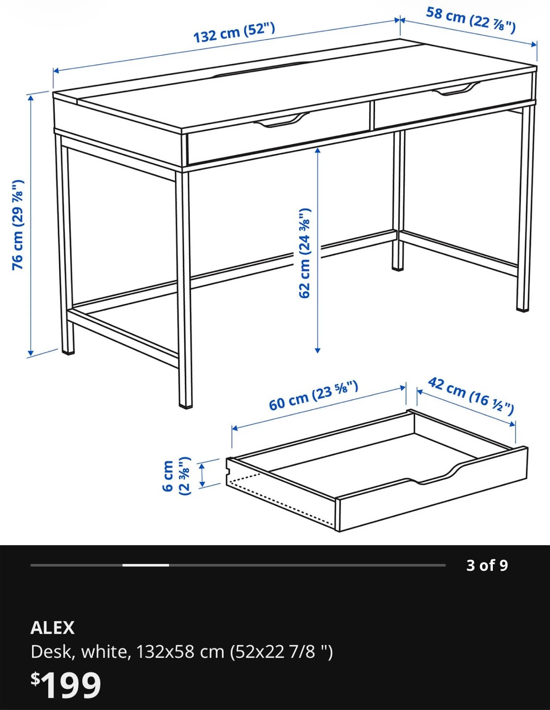 IKEA Alex Desk White - photo 2