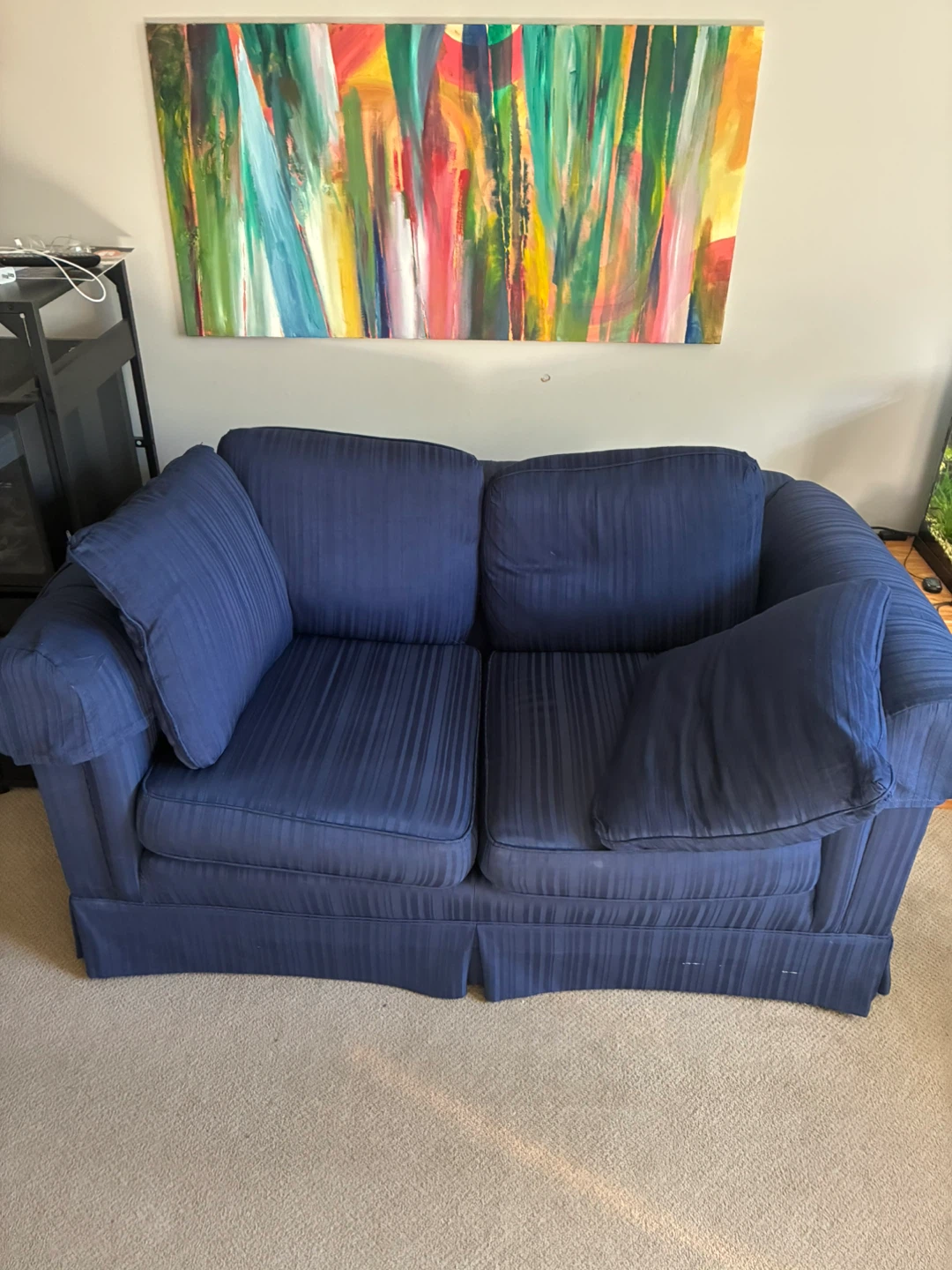 Blue Striped Loveseat