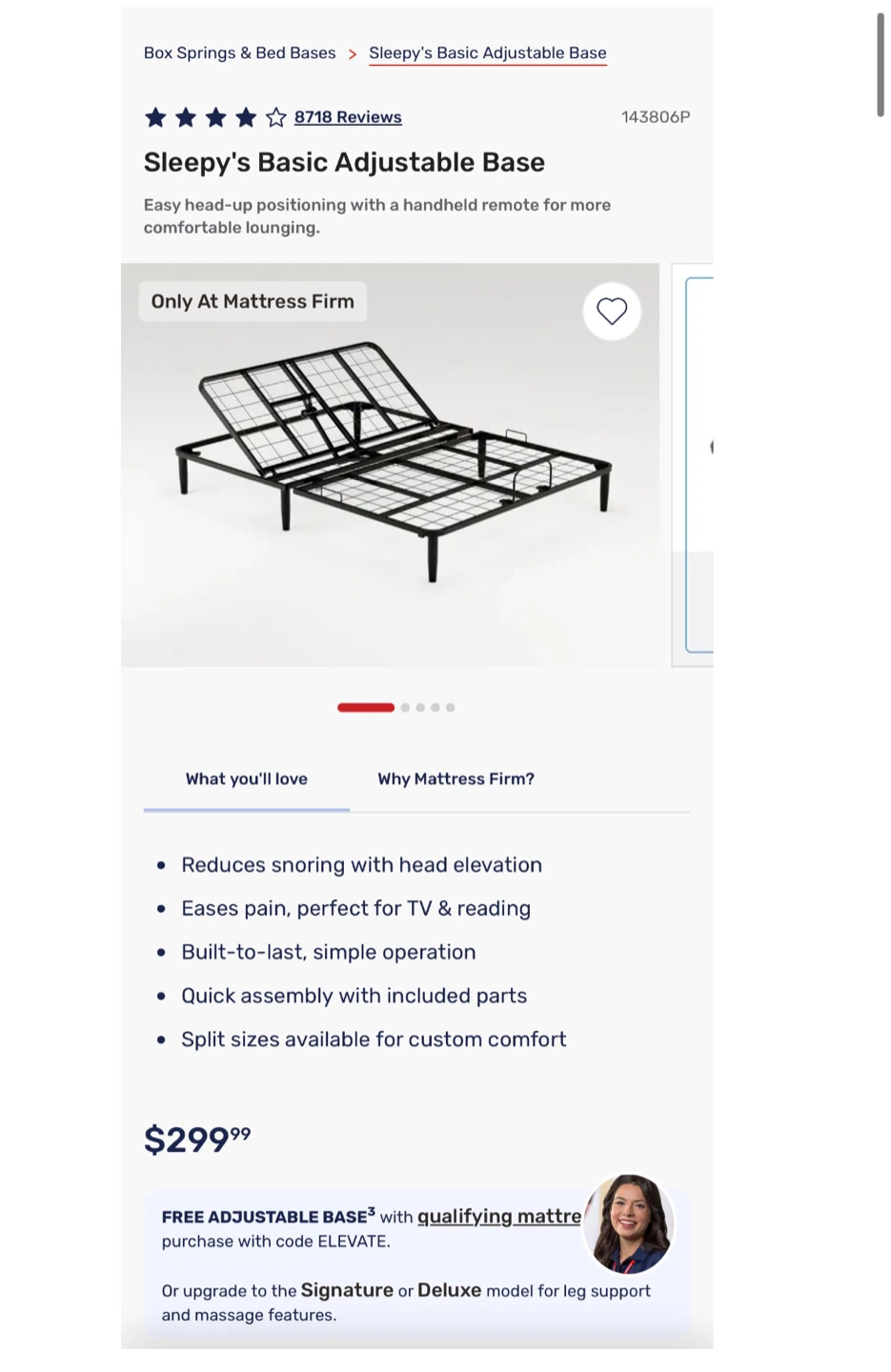 Sleepy's Basic Adjustable Bed Base