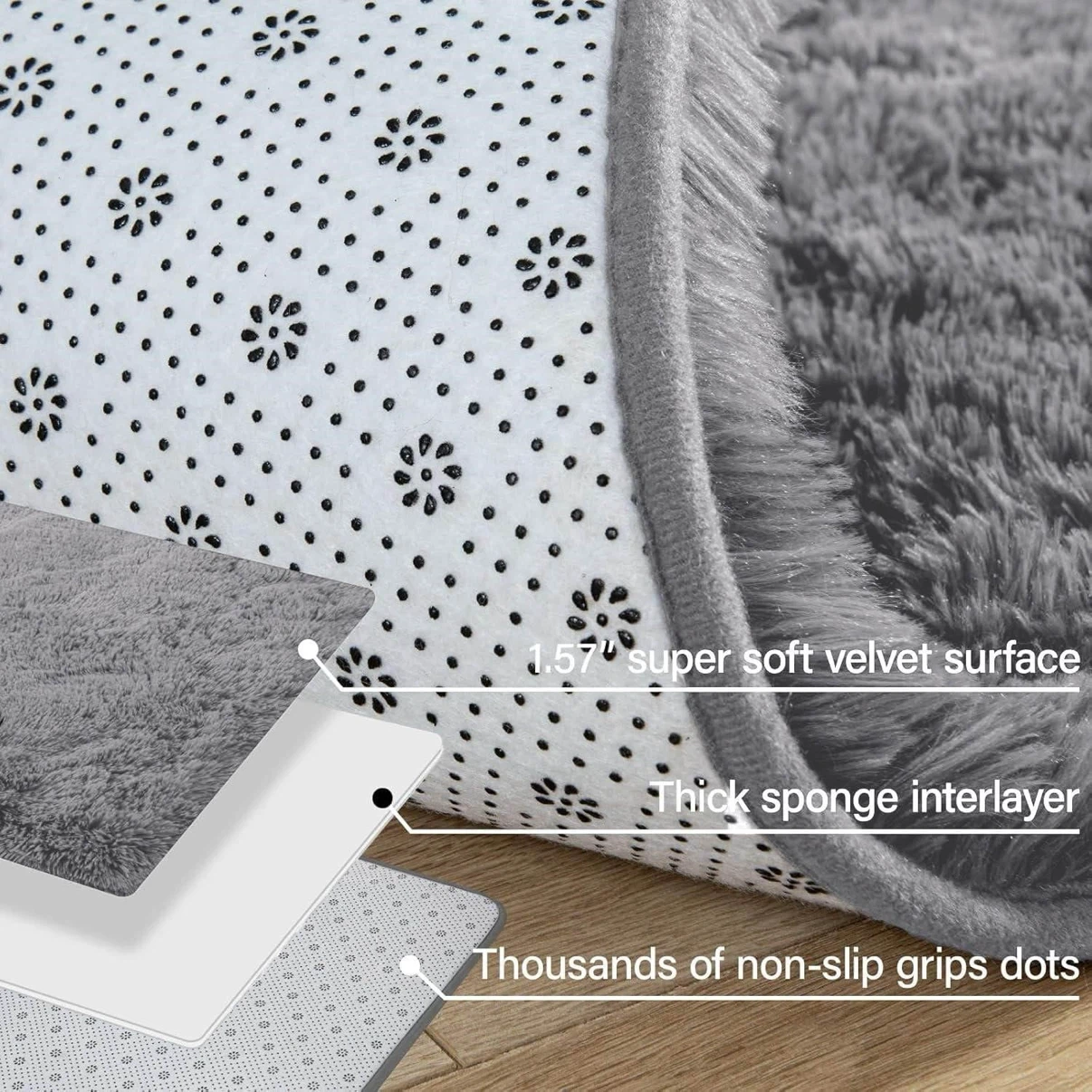 Soft Grey Shag Area Rug - photo 2
