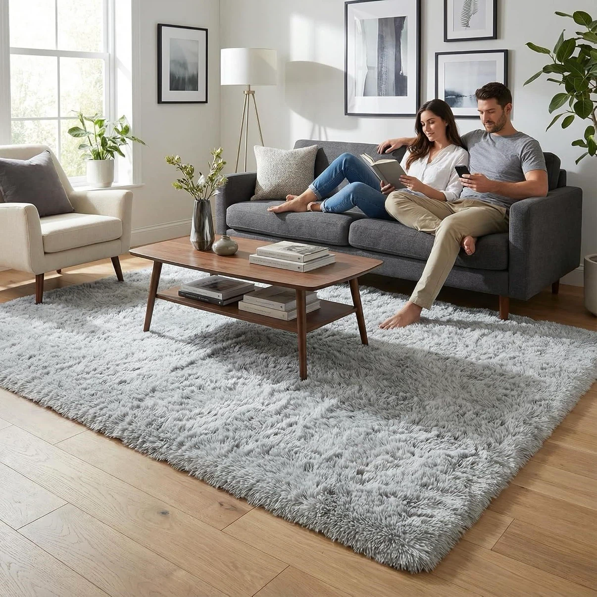 Soft Grey Shag Area Rug - photo 3