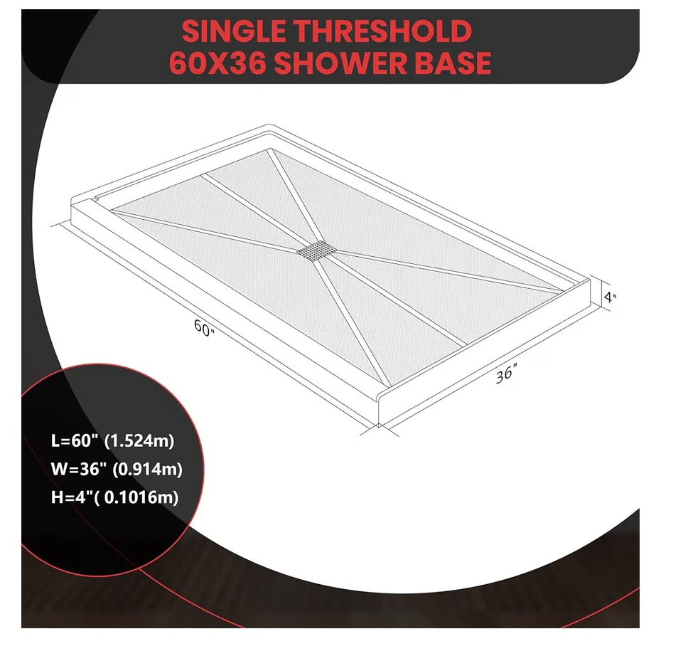 60x36 Single Threshold Shower Base - photo 2