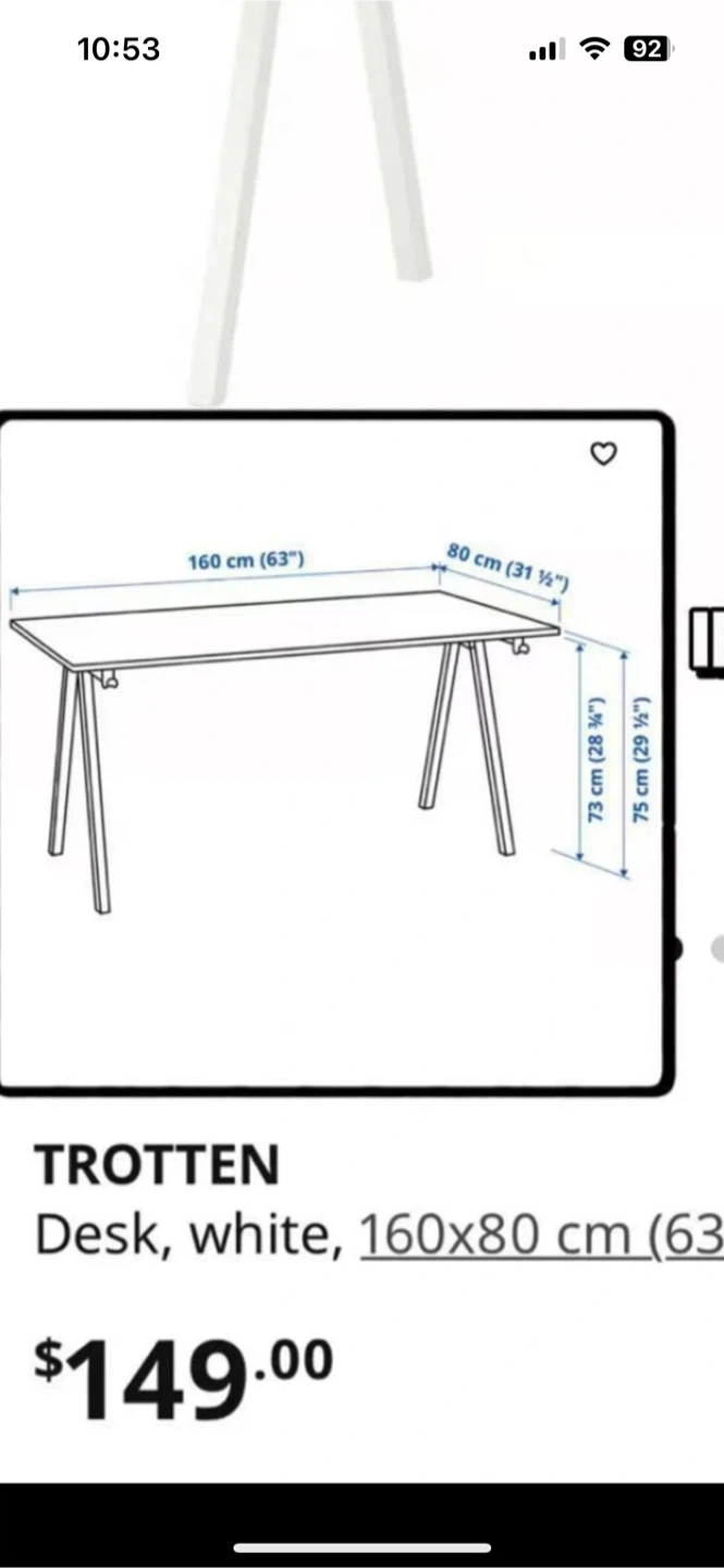IKEA TROTTEN Desk White
