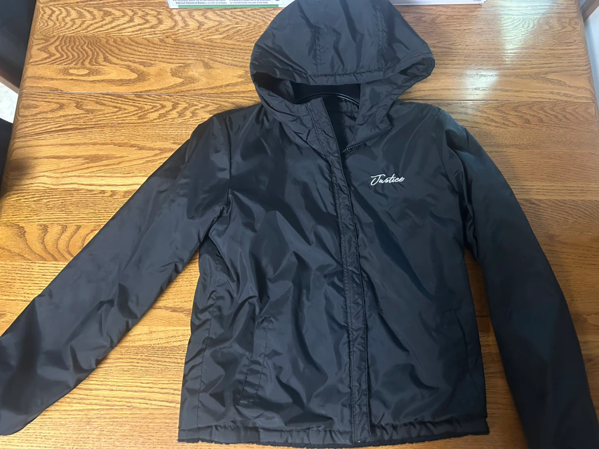 Girls Justice Black Hooded Fur-Lined Jacket