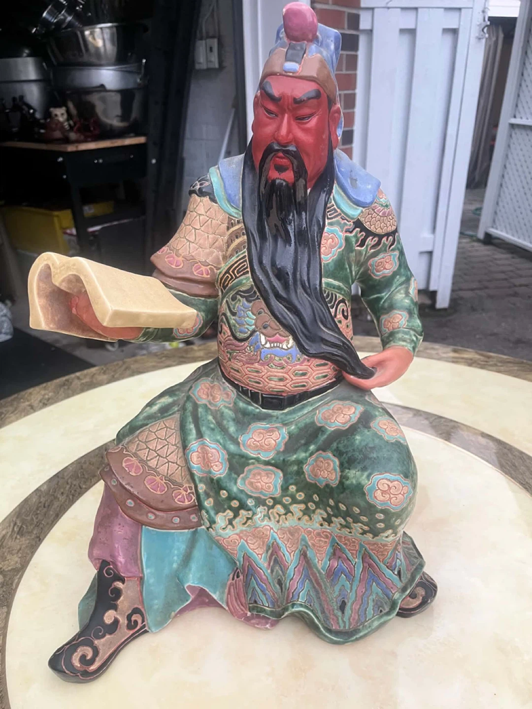 Guan Yu Ceramic Figurine 19 inch