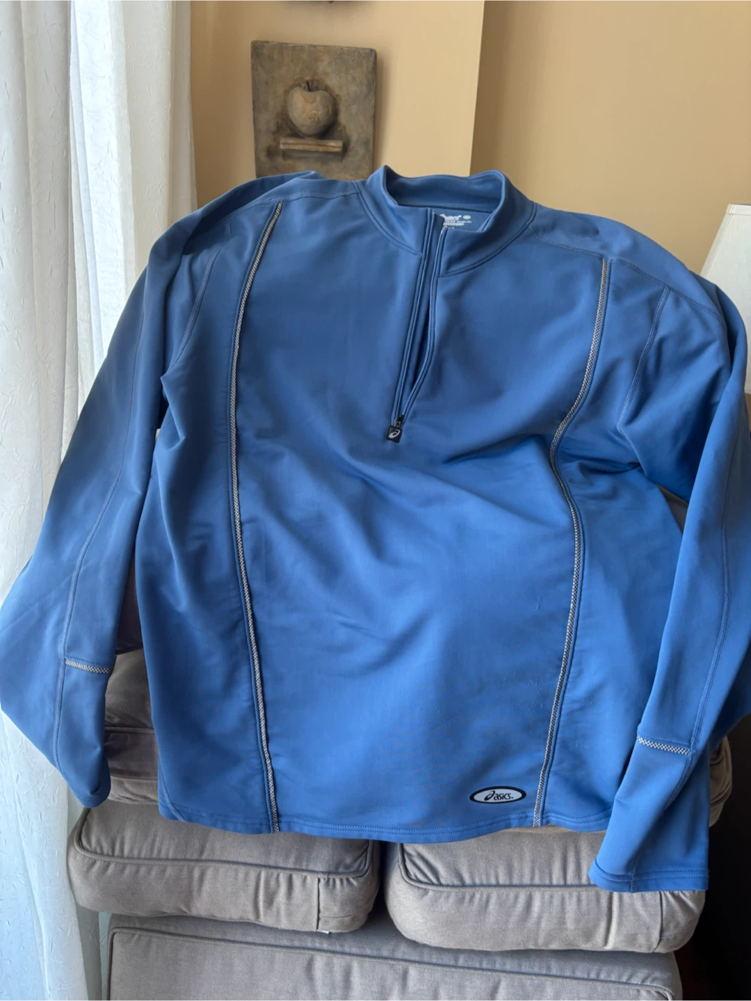Asics Blue Semi-Fitted Half-Zip Pullover XL