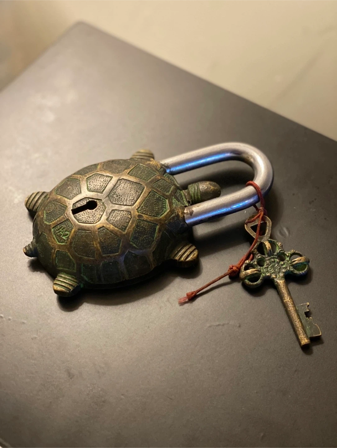 Antique Turtle Padlock with Key