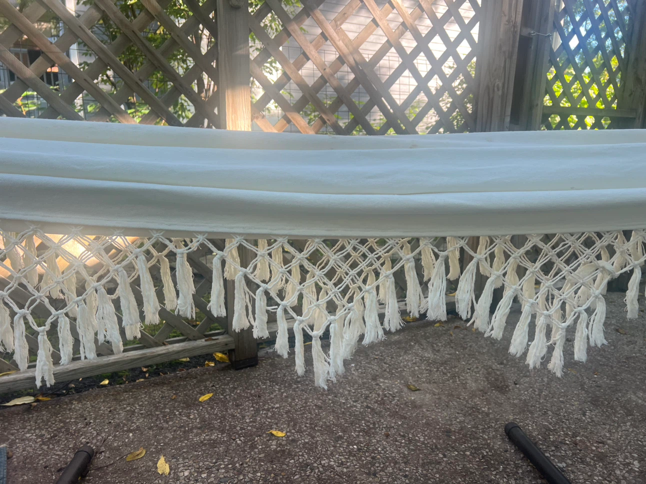 White Tasseled Hammock with Stand - photo 3