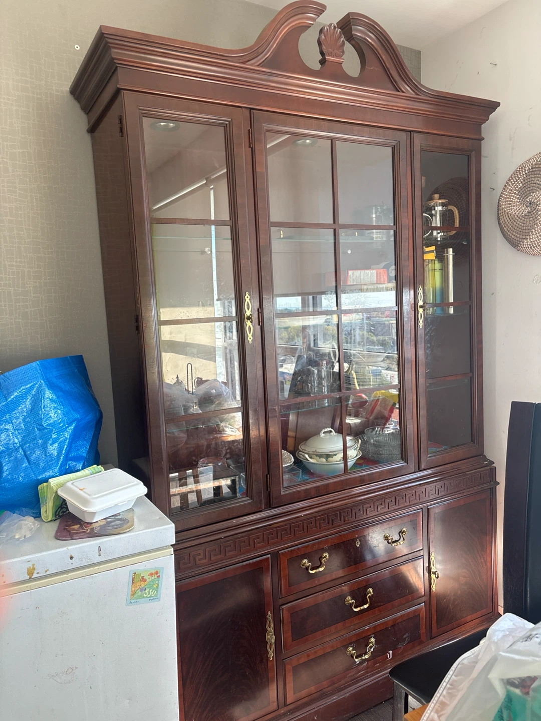 Traditional Dark Wood China Cabinet