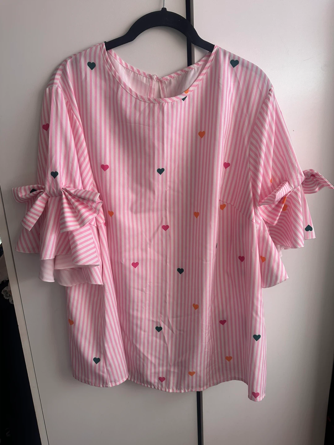 Shein Striped Heart Print Blouse