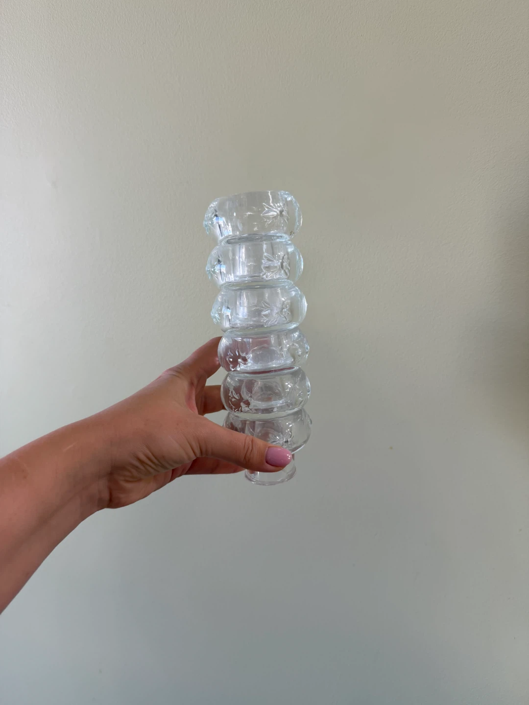 Set of 6 Clear Glass candle holders - photo 3