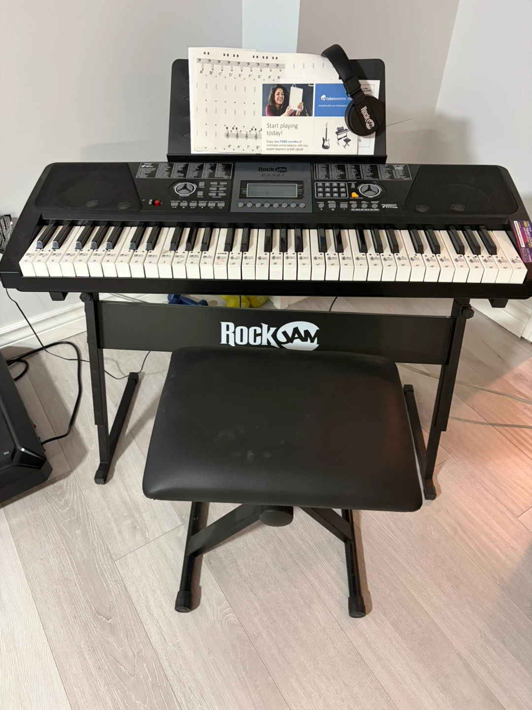 ROCK JAM PIANO KEYBOARD, stand, stool, earphones