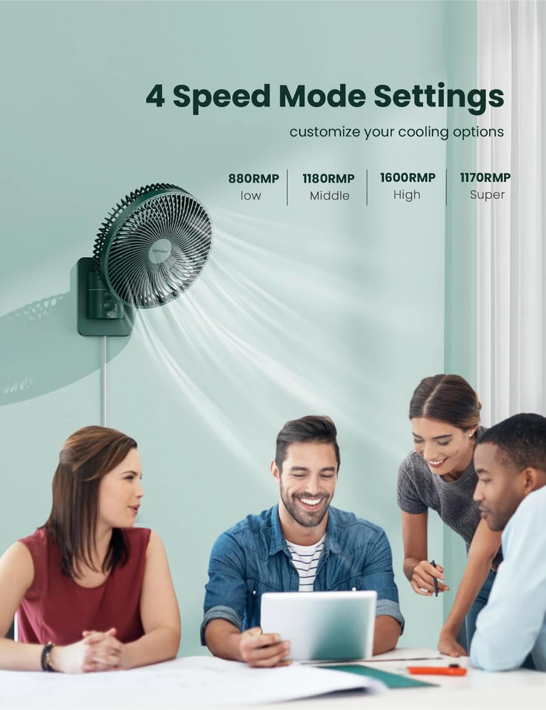 Comoistar Wall-Mounted Fan with Remote - photo 3