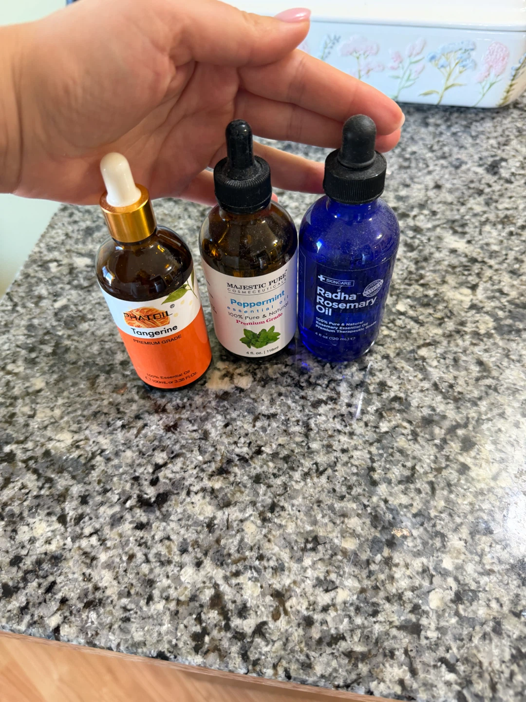 Partially used Essential Oils: Tangerine, Peppermint, Rosemary