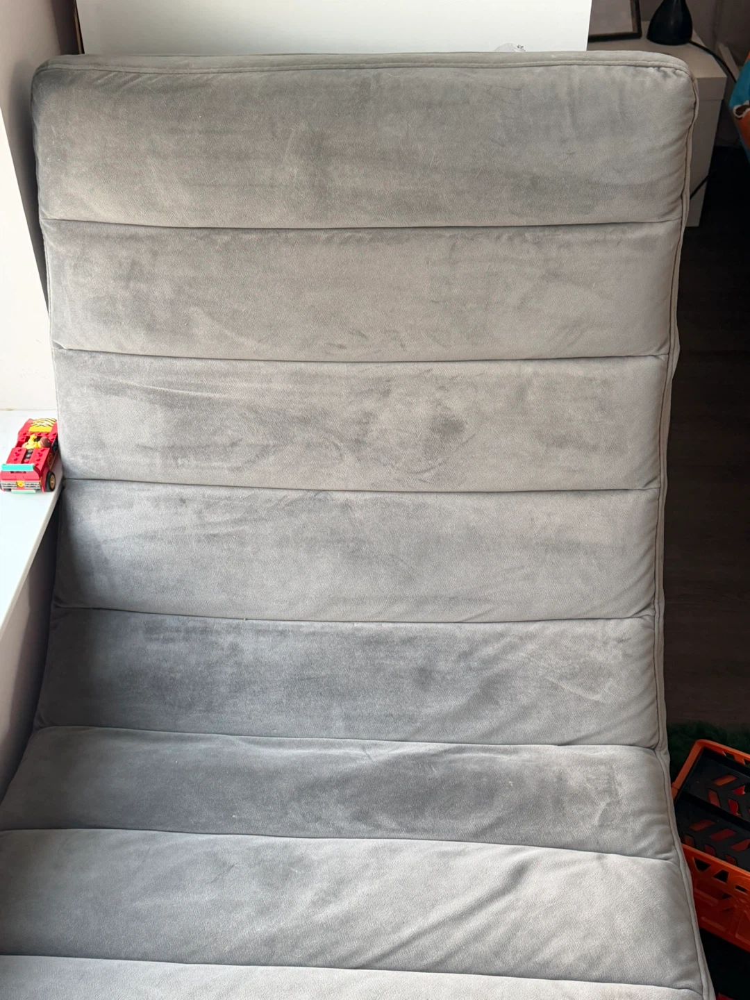 Grey Velvet Chaise Lounge Chair