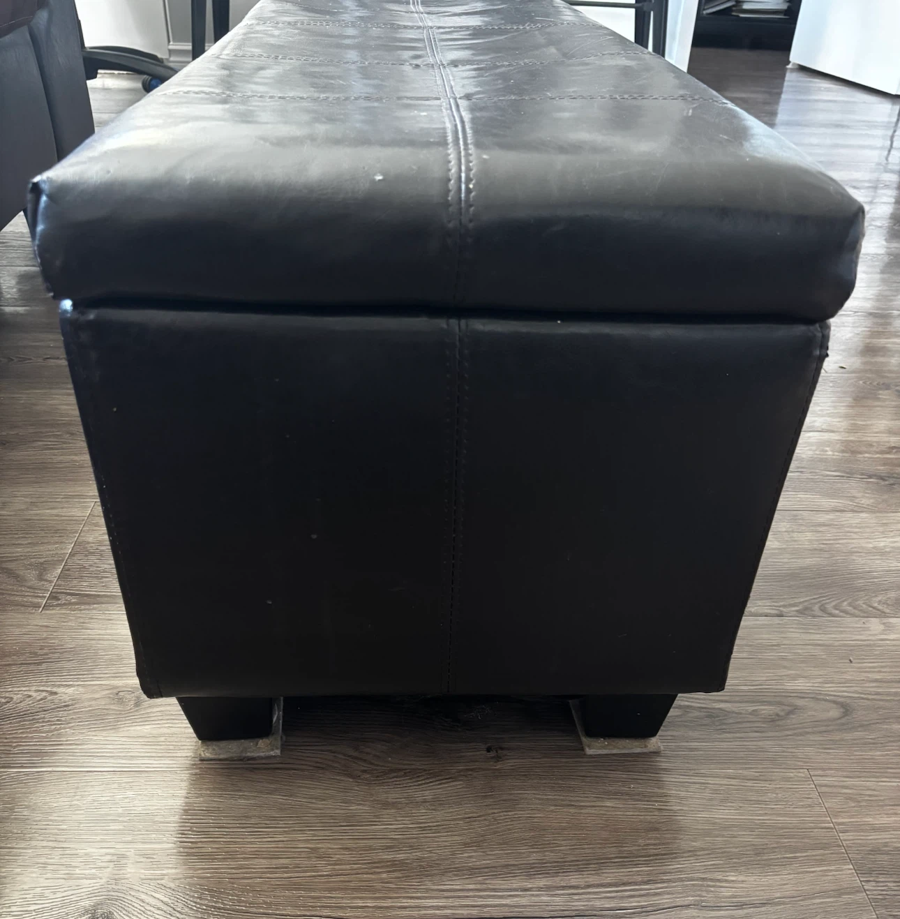 Dark brown Faux Leather Storage Ottoman Bench - photo 2