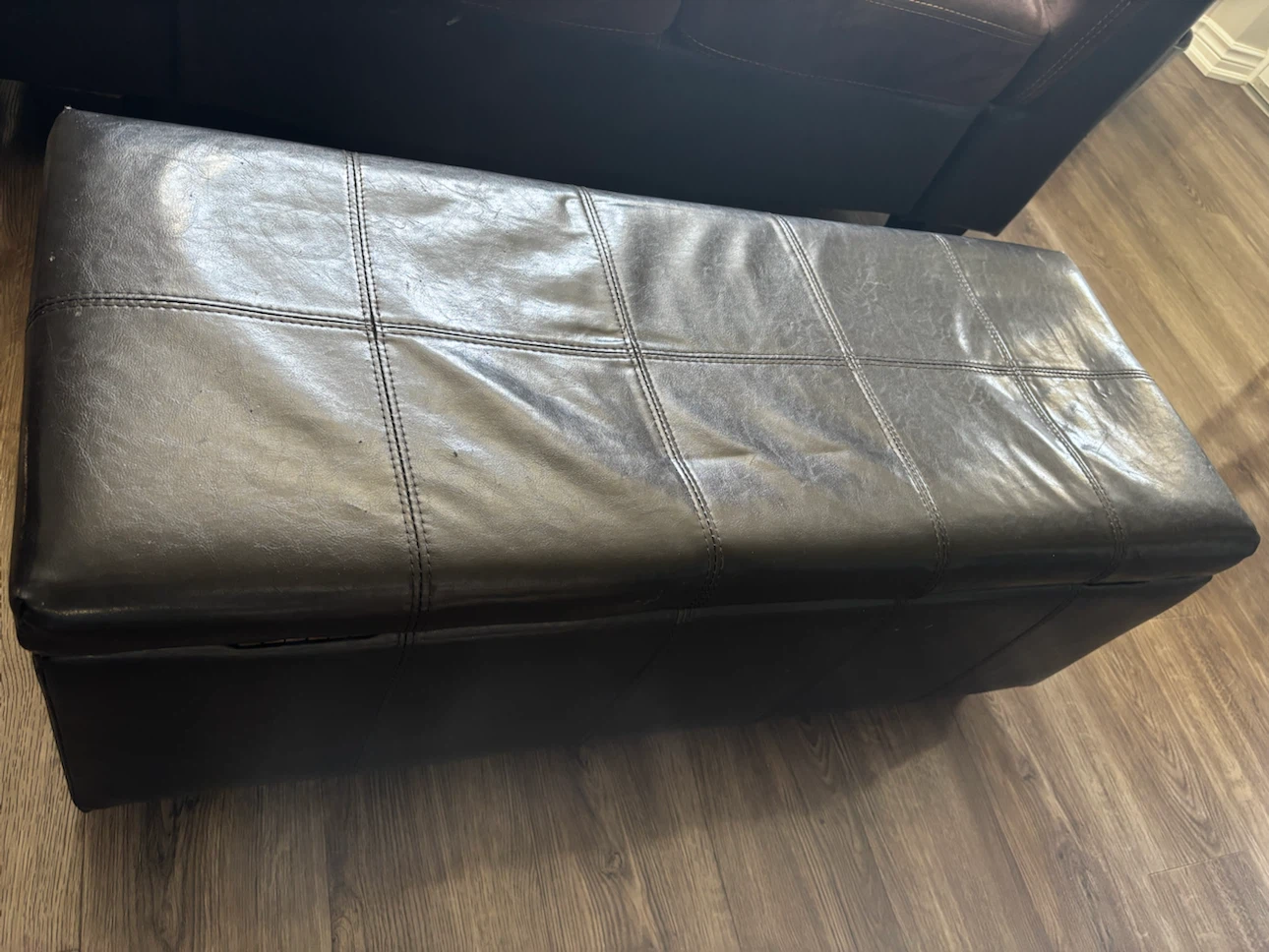 Dark brown Faux Leather Storage Ottoman Bench - photo 4