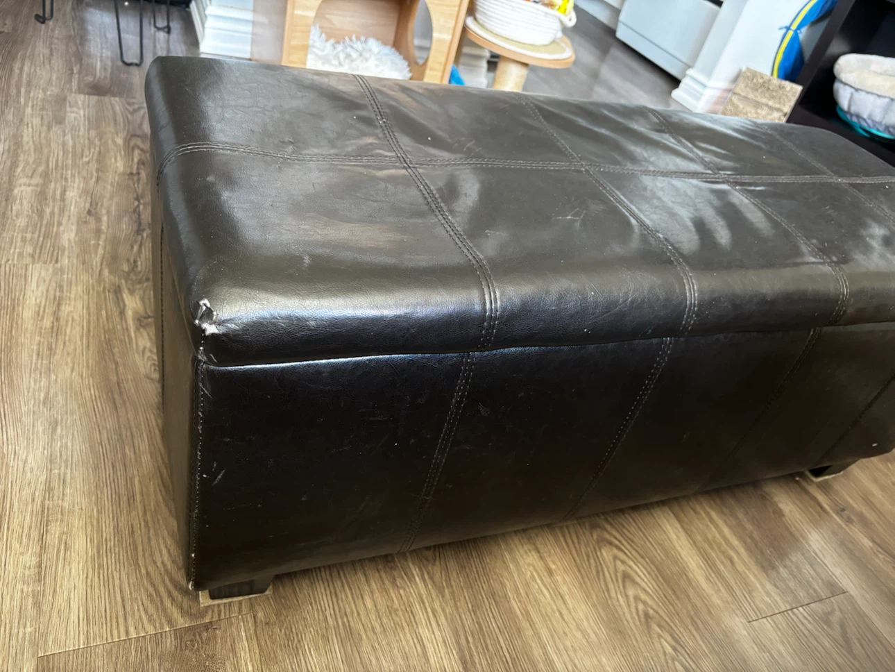 Dark brown Faux Leather Storage Ottoman Bench - photo 5