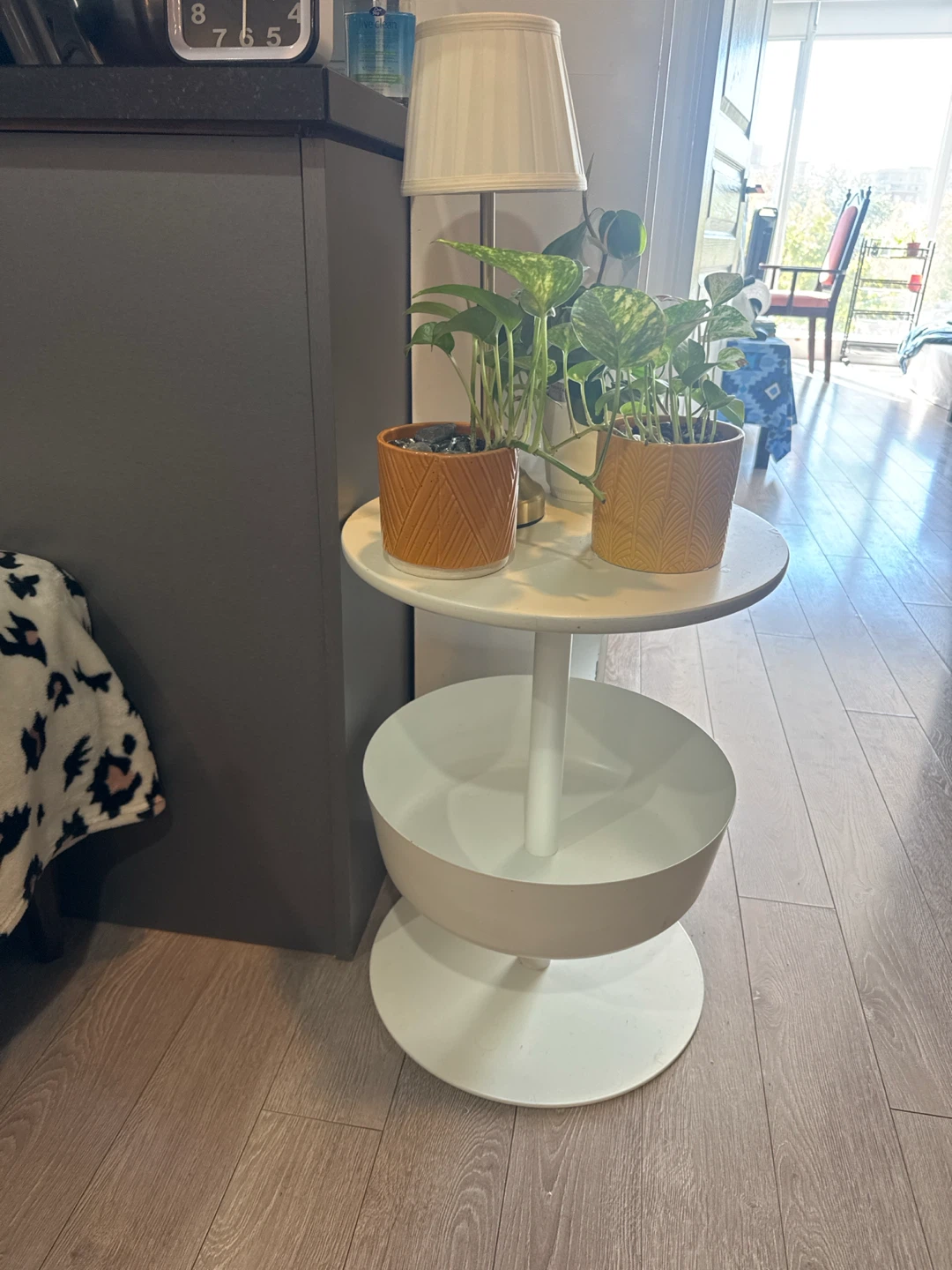 White Metal Tiered Side Table