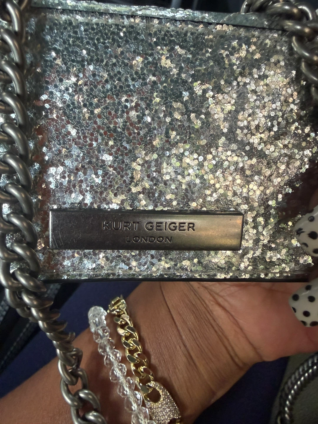 Kurt Geiger London Silver Glitter Wallet with Chain - photo 2
