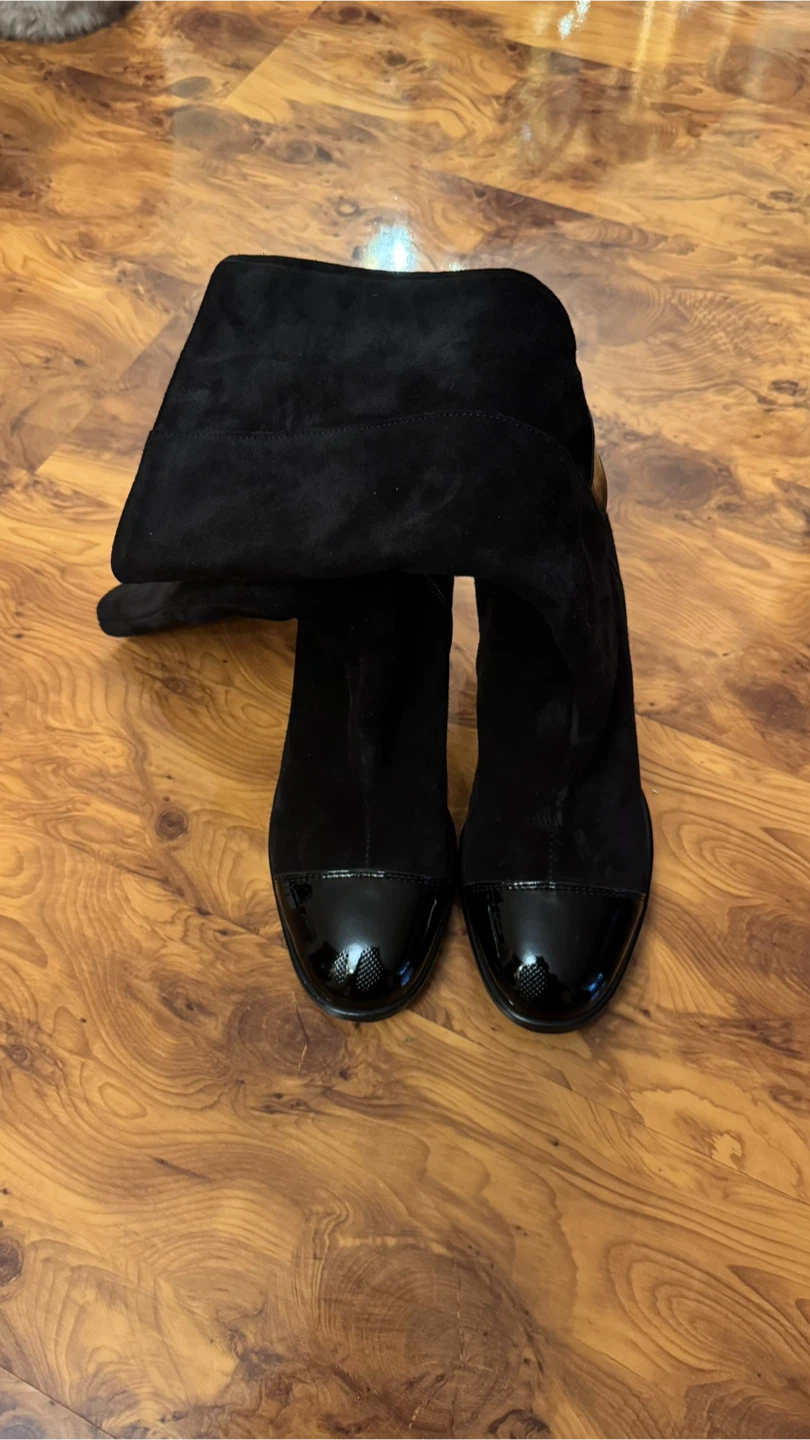 Black Suede and Patent Leather Boots