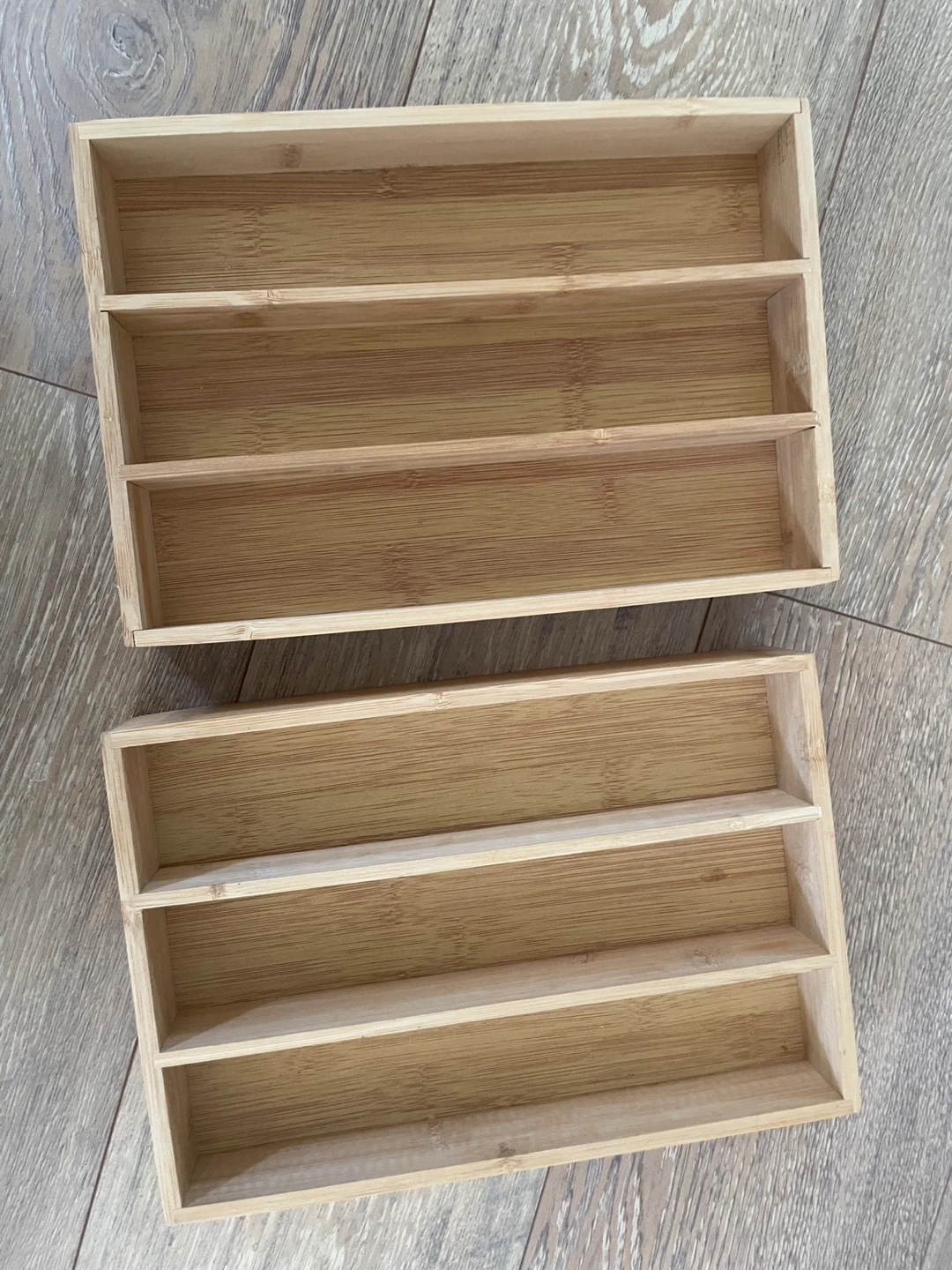 Set of Two Bamboo Drawer Organizers