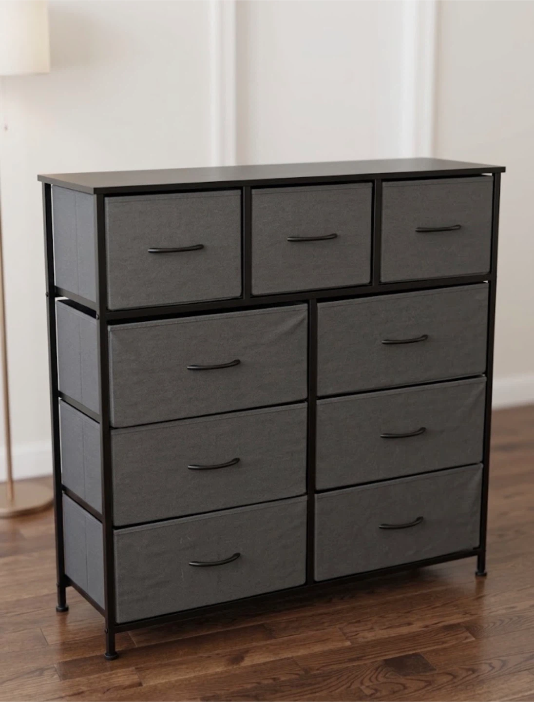 UWS) 9-Drawer Fabric Dresser with Metal Frame